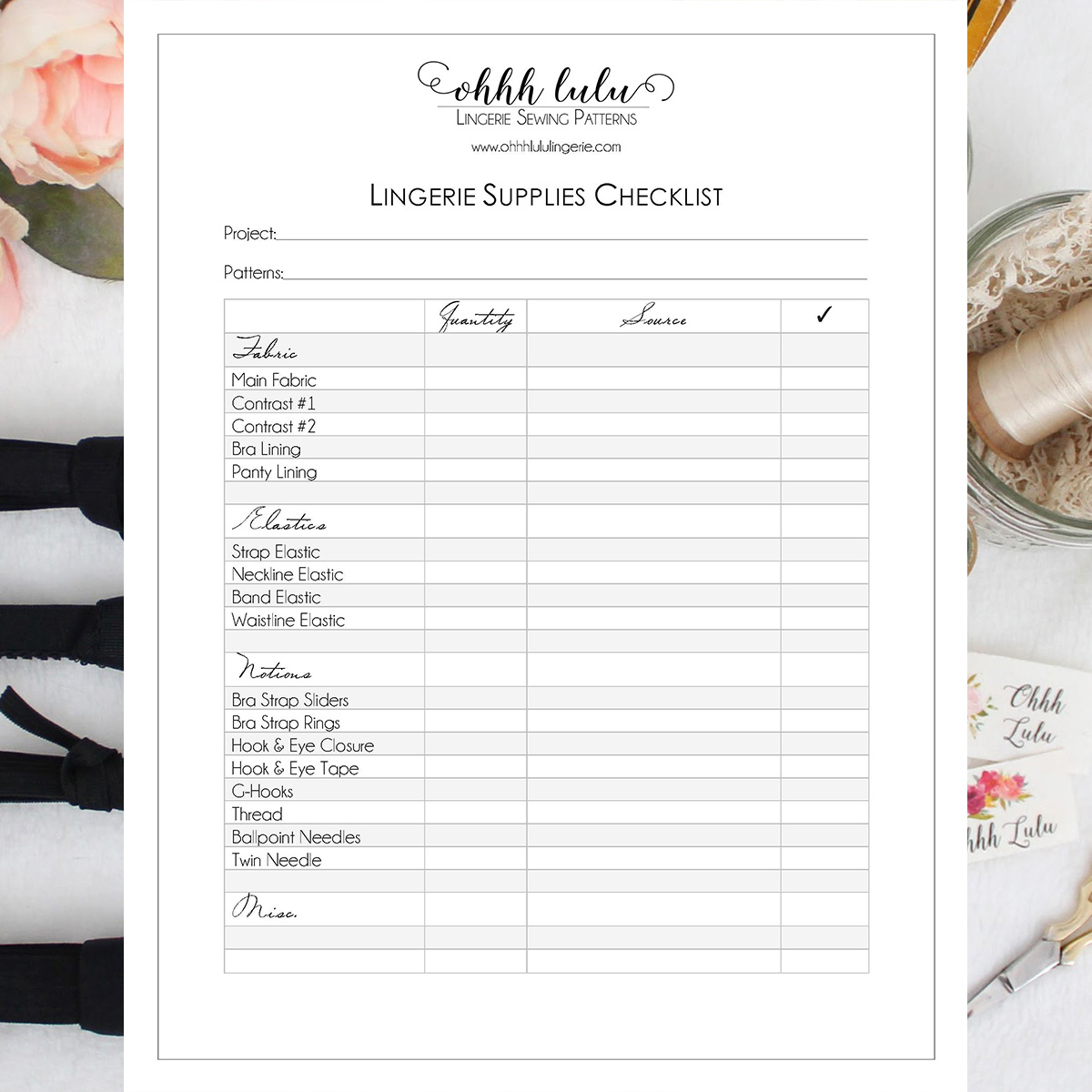 Lingerie Supplies Checklist