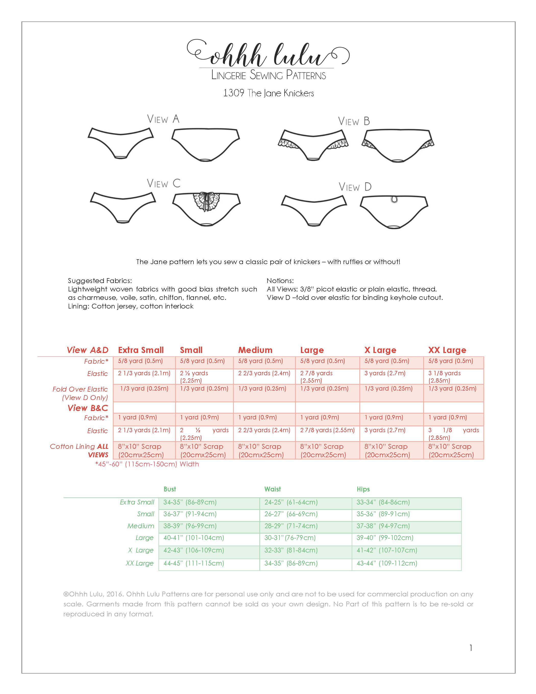 Jane Knickers PDF Sewing Pattern for Woven Fabrics – Ohhh Lulu